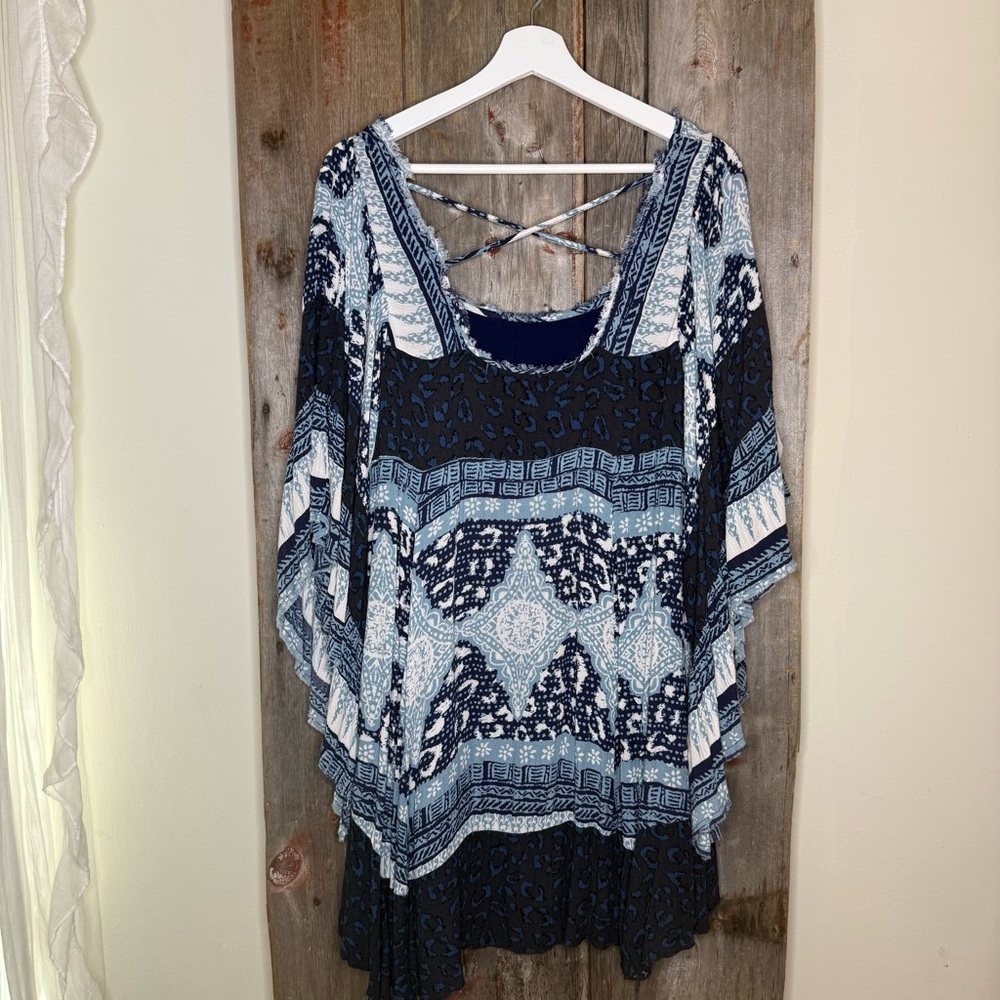 Free People Heart of Gold Dress in Blue Paisley Combo size XS - Picture 9 of 15